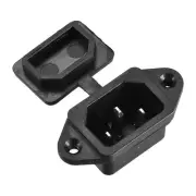 AC 250V 10A 3P Iec320 C14 Inlet Plug Power Socket Black with Cover