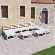 10 Piece Garden Lounge Set White Solid Pinewood vidaXL