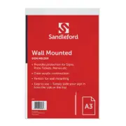Sandleford A3 Wall Mount Sign/Menu Stand Holder 44.5cm Portrait Display Clear