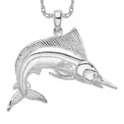 925 Sterling Silver Blue Marlin Fish Necklace