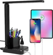 Desk Lamp,Desk Lamps for Home Office,COZOO LED Lamp with 2 USB Black