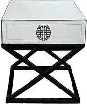 Athens Mirrored Side Table- Black Legs