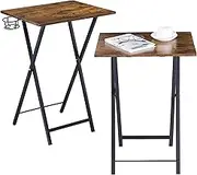 VECELO Foldable TV Tray Portable Wooden Snack Table for Livingroom, Bedroom, Office, Tiny Desk, Rustic Brown, 2 Count (Pack of 1)