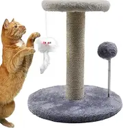 Cat Tree Tower, Large Cat Scratching Post, Pet Scratch Toy, Kittens Activity Feather and Spring Ball, Sturdy Materials, Interactive Tilt Protection for Cats, 26x26x28cm