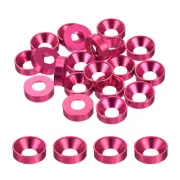 M8 Countersunk Washers,Anodized Aluminum Gaskets for Screw RC,35PCS(Rose Red)