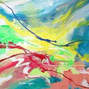 PAINTING Steven G. Graff artwork "Light Salad" 24"x24" orig.acrylic stretched