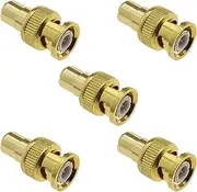 SING F LTD BNC Male Plug to RCA Female Jack Adapter Gold Plated RF Coaxial Connector Coupler for Radio Electronic Equipments Pack of 5