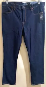Volcom Mens Denim Blue Jeans Size: 34 Vorta Slim Straight NWT