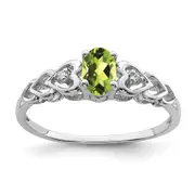 Sterling Silver Rhodium-Plated Peridot & Diam. Ring