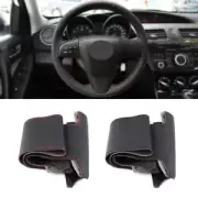 RHD DIY Hand Sewing Leather Steering Wheel Cover Trim Fit For Mazda 3 2011-2017