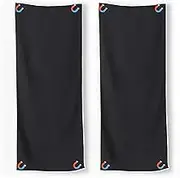 Outdoor Magnetic Bath Towel, Quick-Dry Sand-Resistant Magnetic Beach Towel, 75"X35" Travel Towel with Magnet Corners, Microfiber Towel for Gym, Swimming, Pool, Yoga, Hiking(Black,2PCS)