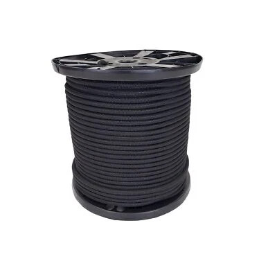 3/8 inch Black Polyester Bungee/Shock Cord - 500 foot Spool | Marine Grade - ...