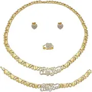 [Giffor] XOXO Jewelry Sets 14K Gold Filled LOVE Necklaces For Womens Earrings Bracelet Rings Gifts