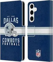 Head Case Designs Officially Licensed NFL Helmet Typography Dallas Cowboys Graphics Leather Book Wallet Case Cover Compatible with Samsung Galaxy S24+ 5G
