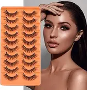 LANKIZ Cluster Lashes 10-16mm Fluffy Individual Cat Eye Lashes Natural Look 6D Wispy False Eyelashes Lash Clusters DIY Eyelash Extensions Curly Faux Mink Fake Lashes Strip 10 Pairs Pack(Balsam Style)