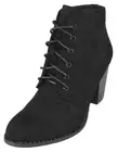 Forever Women Stacked Chunky High Heels Ankle Boots Lace Up Booties JILLY3 Black