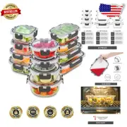 24-Piece Leak-Proof Glass Meal Prep Containers Set - BPA-Free & Microwave Safe
