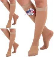 (3 Pairs - Closed Toe) Made in USA - Compression Socks for Women 15-20mmHg - ...