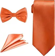 [Trimming Shop] Men's Ties Set, Bow Tie, Neck Tie with Handkerchief for Casual & Formal Wear, Weddings, Prom Party