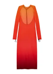 Courrèges Dégradé Open-back Tulle Midi Dress - Red - S S