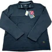GH Bass Sweater Men Medium Gray Pullover Quarter Zip Sweatshirt Heat Tech Adult