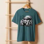 Womens Cute Spider Tee, organic ribbed neck, Cute Jumping Spider