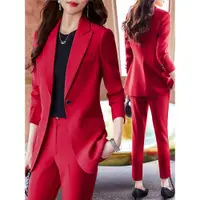 在飛比找ETMall東森購物網優惠-外套女紅色時尚工作服西裝外套