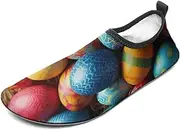[BTCOWZRV] Water Shoes for Women Men Easter Day Colorful Eggs Water Sports Shoes Slip-on Breathable Lightweight Athletic Aqua Sock