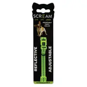 Scream Reflective Adjustable Nylon Puppy Collar Loud Green 1 x 19-31cm