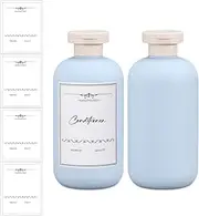 UMETASS 6.8 oz Plastic Travel Shampoo Bottles, Refillable Flip Cap Squeeze Bottles for Toiletries, Large Leakage-proof Travel Shampoo and Conditioner Container (Blue)