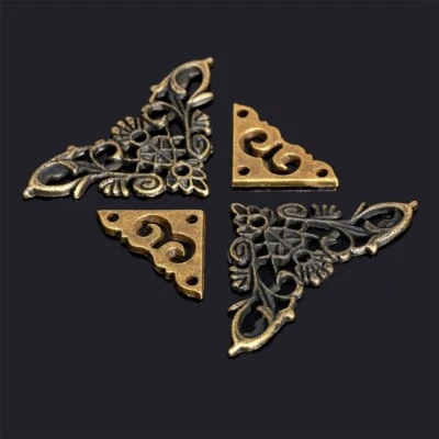 12Pcs Antique Hollow Out Decorative Jewelry Box Case Book Corner Protector Guard