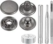 uxcell 24Set Leather Snaps Fasteners Kit 12.5mm Dia Brass Press-Stud Cap Button 2.76" Length Metal Snap Buttons with 4 Install Tools for Coat Bag Leather Marine Boat Canvas, Gun