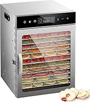 800W Commercial Food Dehydrator Machine, with 1~24 Hours Timing and Temperature Adjustment and Led Display, 12 Tier Stainless Food Dryer Machine, for Drying Fruit, Vegetable, Jerky and Vegetables