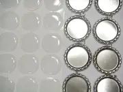 100 Flat Bottle Caps with Split Rings & 100 3D Epoxy Dome Stickers