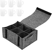 Felt Tableware Storage Bag | Double Handle Felt Cup Holder - Camping Dinnerware Storage, RV Plate and Dish Storage, Foldable Design, Divided Compartments for Motorhome