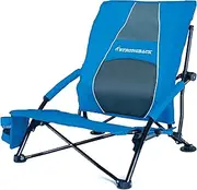 STRONGBACK Low Gravity Beach Chair with Built-in Lumbar Back Support, Heavy Duty Portable Folding Beach Chair for Adults, Blue