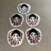 Vintage Hallmark Soft Satin Mime clowns Stickers -rare