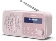 SHARP DR-P420(PK) Tokyo Portable Digital Radio with Bluetooth 5.0, Mono DAB+/FM Audio Player, Compact & Lightweight, USB/Battery Powered, Dual Alarm Clock & 40 Pre-Sets – Blossom Pink