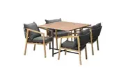 Livsip Outdoor Dining Setting Wood-Plastic Table With 4 Chairs Set