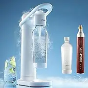 Sparkling Water Maker, Soda Maker Machine for Home Carbonating, Seltzer Water Starter Kit with BPA Free 1L PET Bottle & CO2 Cylinder, White