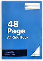 Premier Stationery A4 10 mm Grid Graph Book, 48 Pages