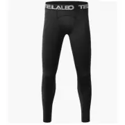 3 x TELALEO Youth Compression Leggings Athletic Base Layer | Boys L, Black NEW