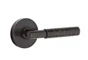 Emtek Select Passage, Disk Rosette, T-Bar Stem, Hammered Handle US10B RH