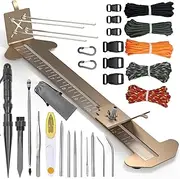 WILDAIR Paracord Bracelet Jig Kit-Pro Paracord Tool Kit with Marlin Spike Pro Paracord FID Set Adjustable Length Weaving DIY Craft Maker Tool Paracord Bracelet Maker Pro Edition, Khaki, Jig12-Pro