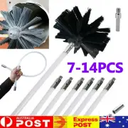 Chimney Sweeping Cleaner Brush Flue Cleaning System Fireplace W 6/12 Rods Set AU