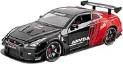 Scale Finished Model Car 1/24 for Nissan GTR GT-R R35 Alloy Sports Car Model Diecast Metal Racing Vehicles Car Model Kit Miniature Replica Car(Black)