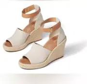 TOMS Marisol Sandals Women’s Natural Linen Espadrilles Wedge Heel Size 8.5