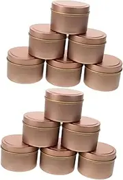 GARVALON 12pcs Aromatherapy Candle Jars Empty Metal Tea Light Holders Decorative Holder