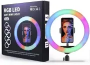PERNYEE 10 Inch RGB Ring Light with Tripod, 16 Adjustable Colours, Metal Base...