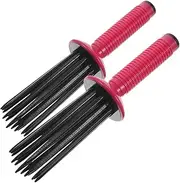 Vaguelly 2pcs Curly Hair Tool Round Curls Comb Hair Curler Roll Comb Anti-frizz Volume Enhancer Salon for Home Travel